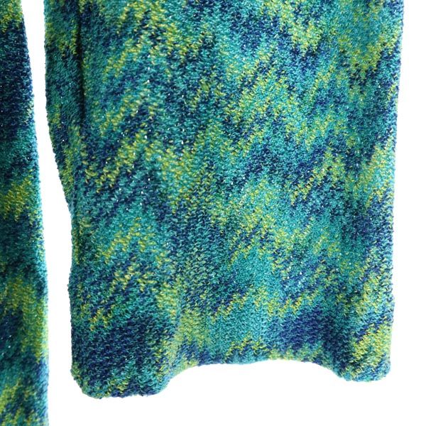 Missoni ミッソーニ イタリア製 総柄 長袖 スカートスーツ 上下 セットアップ 46/44 ブルー系 レディース