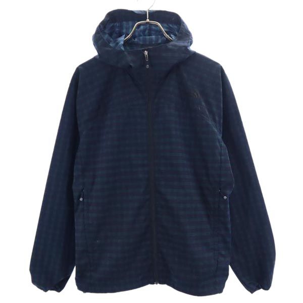 THE NORTH FACE ノースフェイス NP11080 チェック フーデッド ジャケット M ネイビー系 アウトドア 収納ポーチ メンズ