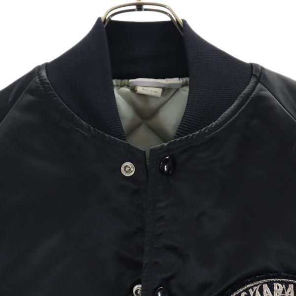 HARTWELL ハートウエル 80s ガムシャラ十勇士 USA製 バックロゴプリント スタジャン M 黒 ナイロン 裏キルティング メンズ