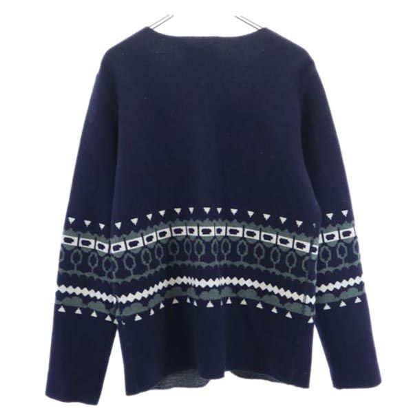 nonnative ノンネイティブ 日本製 ウールブレンド 総柄 長袖 ニットカーディガン ネイビー系 Vネック メンズ