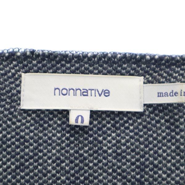 nonnative ノンネイティブ 日本製 ウールブレンド 総柄 長袖 ニットカーディガン ネイビー系 Vネック メンズ