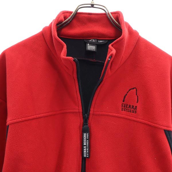 SIERRA DESIGNS シェラデザインズ ロゴ刺繍 フリースジャケット L 赤×黒 メンズ