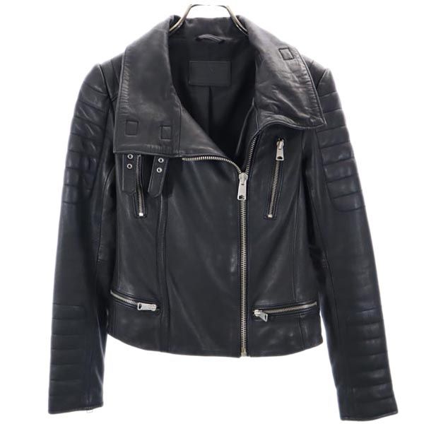 オールセインツ 羊革 レザージャケット UK2 黒 ALLSAINTS 本皮 レディース