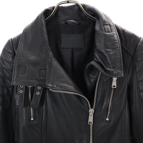 オールセインツ 羊革 レザージャケット UK2 黒 ALLSAINTS 本皮 レディース