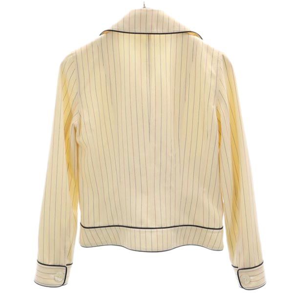 Rene ルネ 日本製 ストライプ柄 テーラードジャケット 36 ベージュ×赤×青 レディース