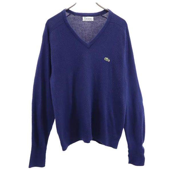 LACOSTE ラコステ 長袖 Vネック セーター ネイビー系 ニット メンズ
