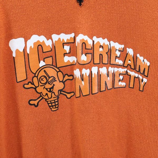 ICE CREAM アイスクリーム ロゴプリント Vネック ニットベスト L オレンジ系 メンズ
