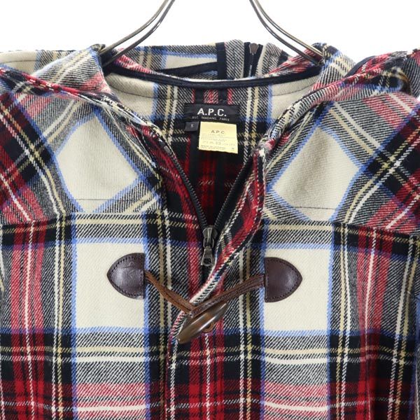 A.P.C. アーペーセー チェック柄 ジャケット S 赤×白×黒 フード付 レディース