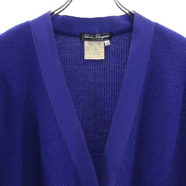 Salvatore Ferragamo サルヴァトーレフェラガモ イタリア製 ウール 長袖 ニットカーディガン XS 青系 レディース