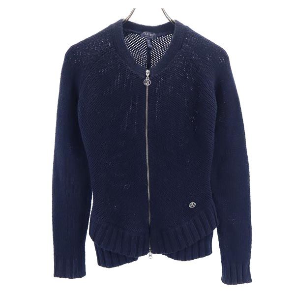 ARMANI JEANS アルマーニジーンズ ウールブレンド ニットジャケット S ネイビー系 レディース