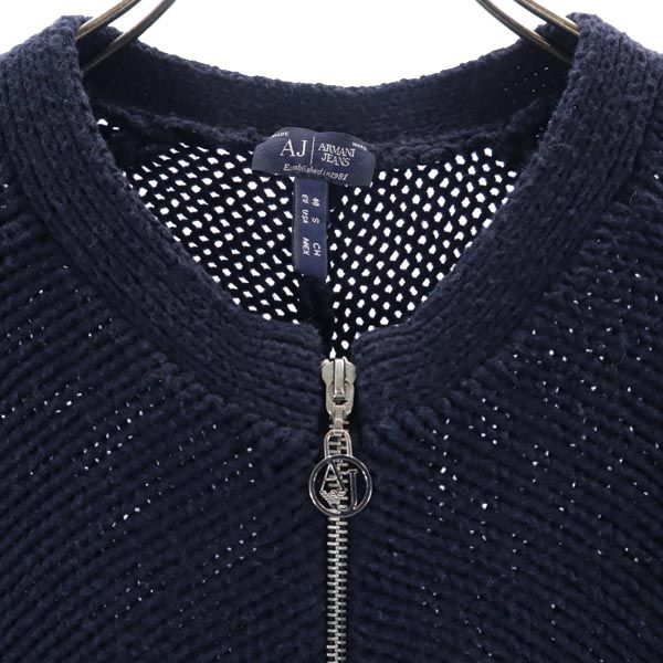 ARMANI JEANS アルマーニジーンズ ウールブレンド ニットジャケット S ネイビー系 レディース