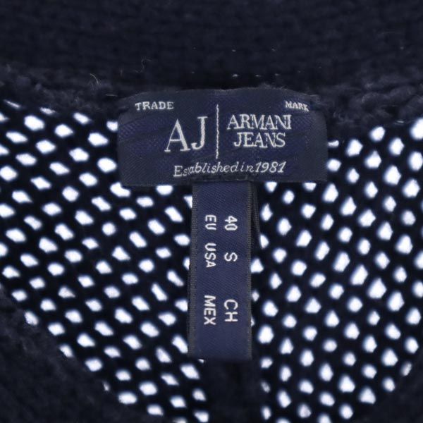 ARMANI JEANS アルマーニジーンズ ウールブレンド ニットジャケット S ネイビー系 レディース