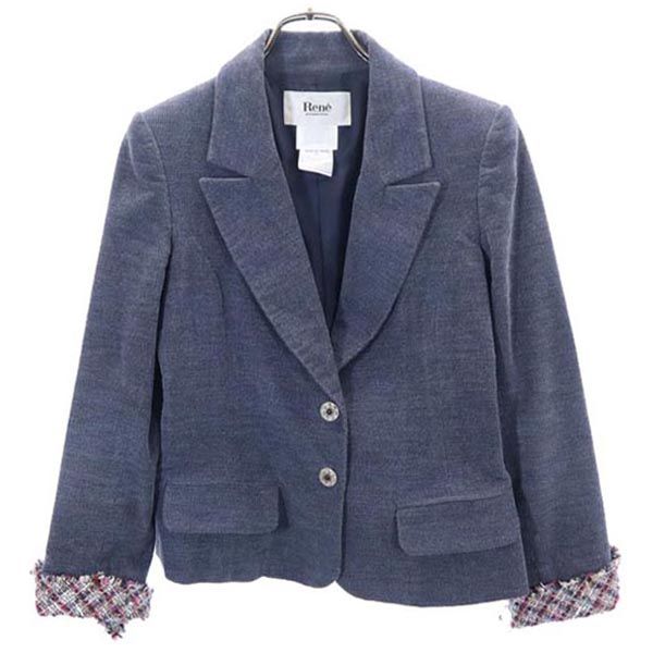 Rene ルネ コーデュロイ テーラードジャケット 36 青系 レディース