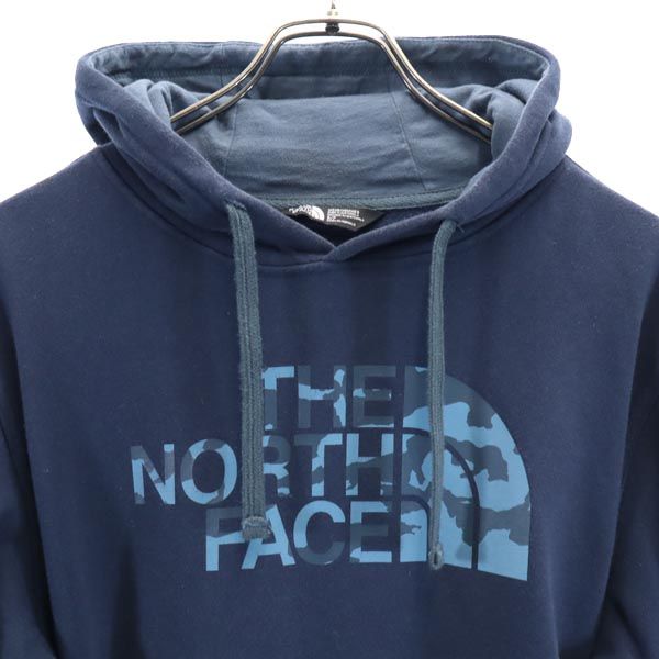 THE NORTH FACE ノースフェイス ロゴプリント 長袖 スウェットパーカー S ネイビー 裏起毛 プルオーバー トレーナー メンズ