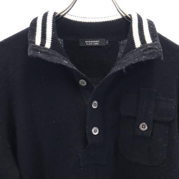 BURBERRY BLACK LABEL バーバリーブラックレーベル 三陽商会 ウールブレンド 長袖 ニット 2 ブラック系 セーター メンズ