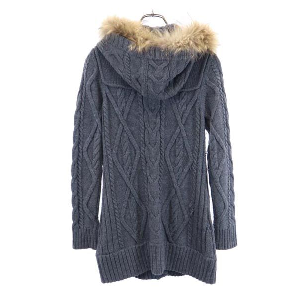 ブルーレーベルクレストブリッジ ニットジャケット 38 グレー BLUE LABEL CRESTBRIDGE フード付 レディース