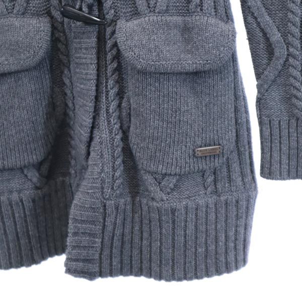 ブルーレーベルクレストブリッジ ニットジャケット 38 グレー BLUE LABEL CRESTBRIDGE フード付 レディース