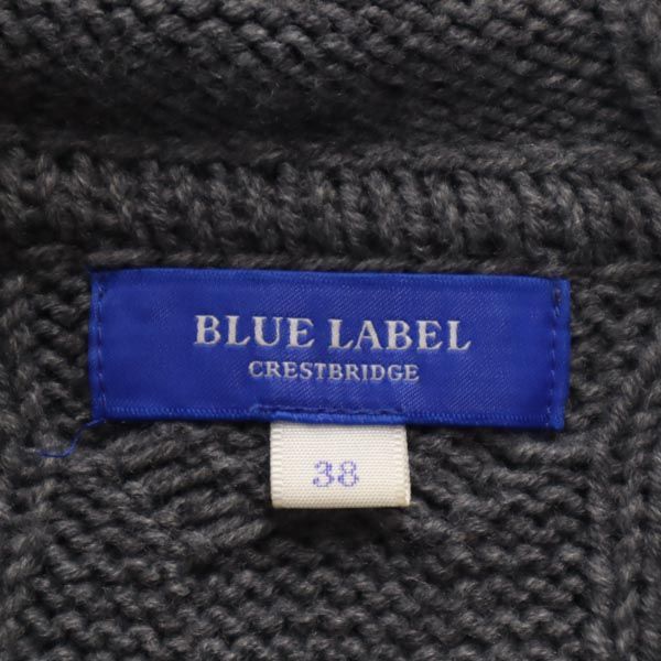 ブルーレーベルクレストブリッジ ニットジャケット 38 グレー BLUE LABEL CRESTBRIDGE フード付 レディース