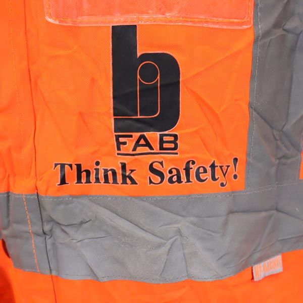 FAB バックロゴプリント ジャケット L オレンジ系 フード コート 裏キルティング メンズ