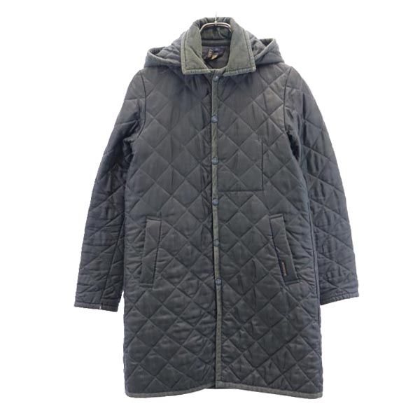LAVENHAM ラベンハム イギリス製 コーデュロイ切替 コーデュロイ切替 キルティングジャケット 38 グレー系 中綿 レディース