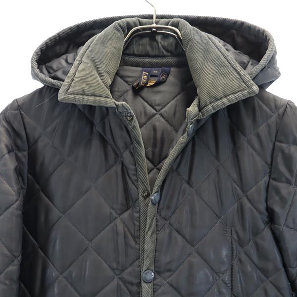 LAVENHAM ラベンハム イギリス製 コーデュロイ切替 コーデュロイ切替 キルティングジャケット 38 グレー系 中綿 レディース