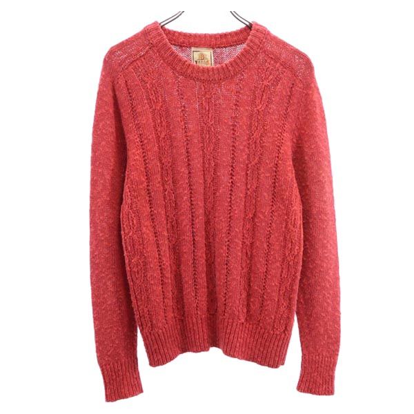 BARACUTA バラクータ リネンブレンド 長袖 コットン ニット L レッド系 セーター メンズ
