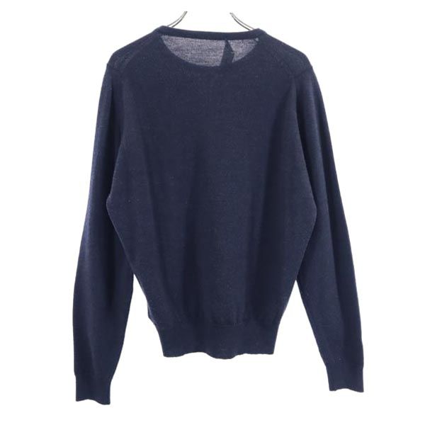 JOHN SMEDLEY ジョンスメドレー 英国製 ウール 長袖 セーター S ネイビー系 ニット レディース
