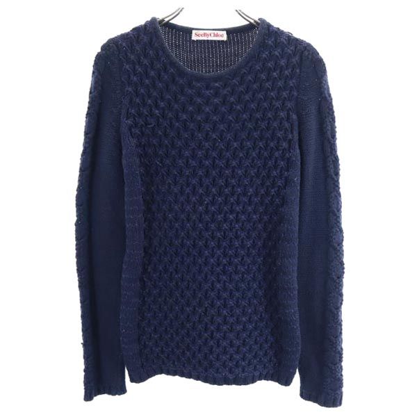 SEE BY CHLOE シーバイクロエ イタリア製 長袖 セーター USA 2 ネイビー系 ニット レディース