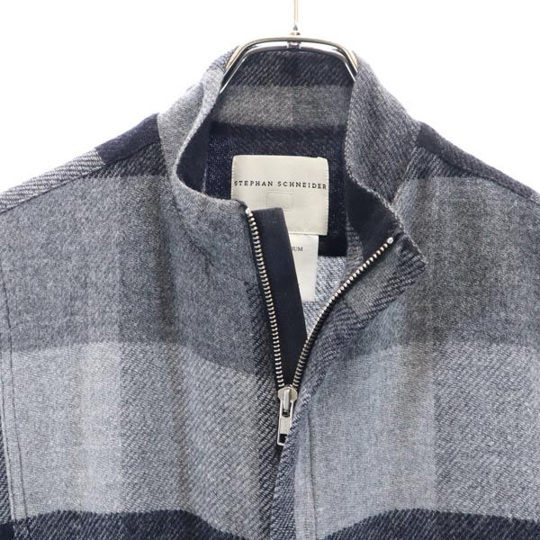STEPHAN SCHNEIDER ステファンシュナイダー チェック柄 スタンドカラー ウールジャケット 3 グレー系 メンズ