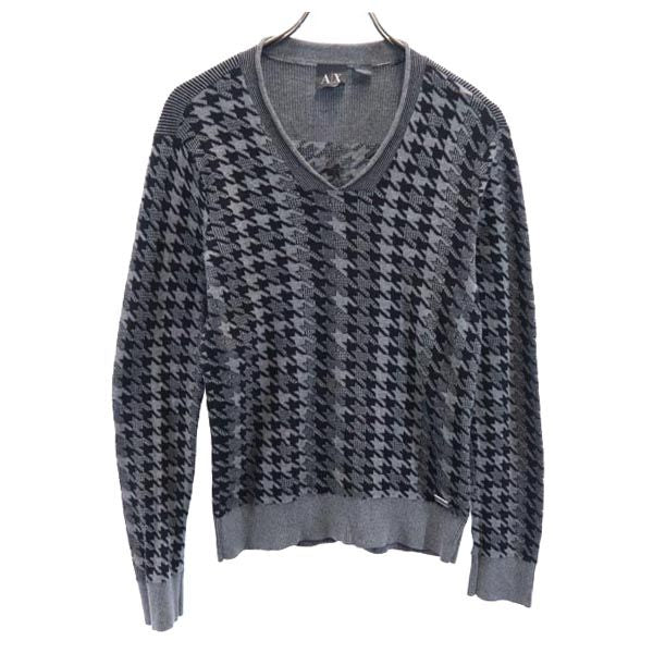 ARMANI EXCHANGE アルマーニエクスチェンジ 千鳥格子 長袖 コットン ニット XS グレー系 セーター レディース