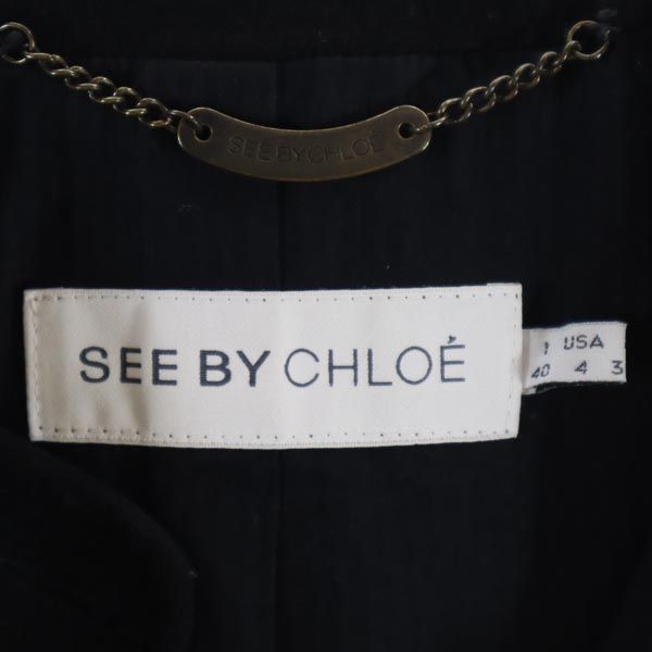 SEE BY CHLOE シーバイクロエ ノーカラーコート 40 黒 レディース