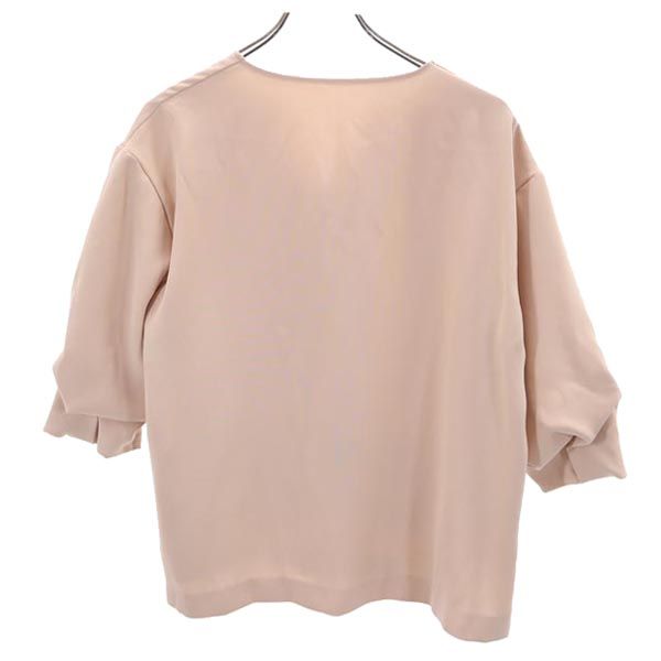 UNITED TOKYO ユナイテッドトウキョウ 日本製 7分袖 Vネック タック ブラウス 1 ベージュ系 レディース