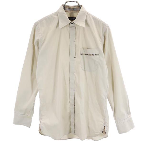BURBERRY BLACK LABEL バーバリーブラックレーベル 三陽商会 長袖 シャツ 1 ベージュ系 ロゴ刺_ メンズ