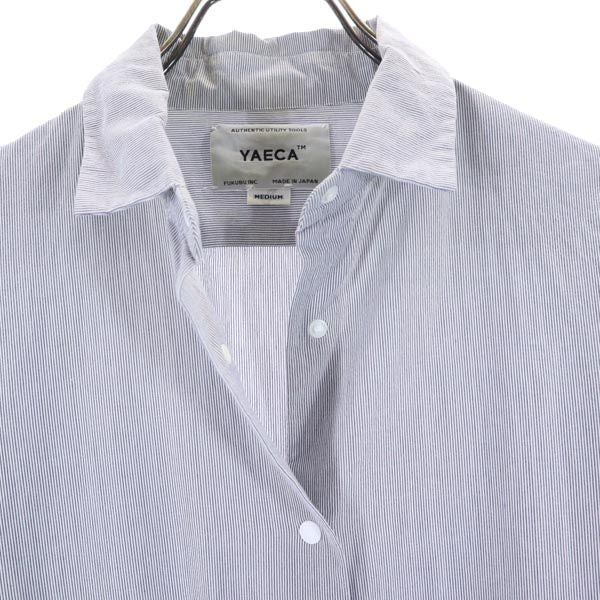YAECA ヤエカ 日本製 ストライプ 長袖 チュニック M グレー系 シャツ レディース