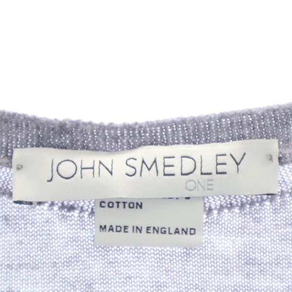 JOHN SMEDLEY ジョンスメドレー 英国製 長袖 Vネック セーター S グレー系 薄手 ニット レディース