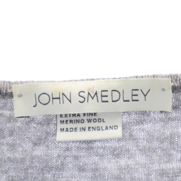 ジョンスメドレー 英国製 長袖 Vネック セーター S グレー系 JOHN SMEDLEY 薄手 ニット レディース