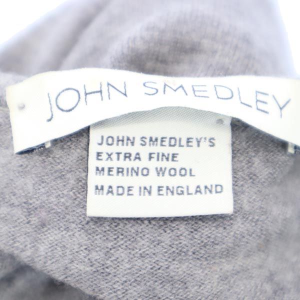 ジョンスメドレー 英国製 長袖 Vネック セーター S グレー系 JOHN SMEDLEY 薄手 ニット レディース