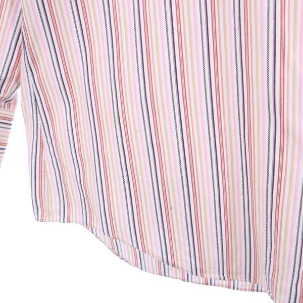 LANVIN ランバン 日本製 ストライプ 長袖 ボタンダウンシャツ ピンク系 メンズ
