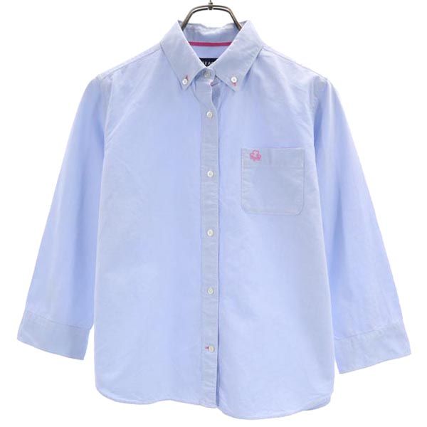 PEARLY GATES パーリーゲイツ 日本製 ゴルフ 長袖 ボタンダウンシャツ 2 ブルー系 レディース