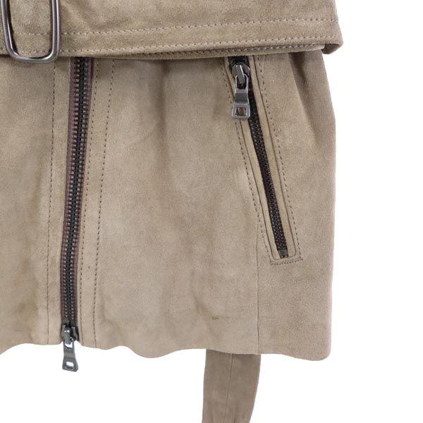 COACH コーチ 牛革 スエード レザージャケット XS ベージュ系 収納カバー付き 本皮 レディース