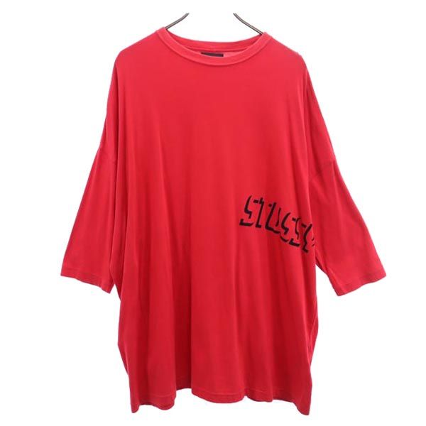 ステューシー 日本製 半袖 Tシャツ S レッド系 STUSSY オーバーサイズ ロンT メンズ