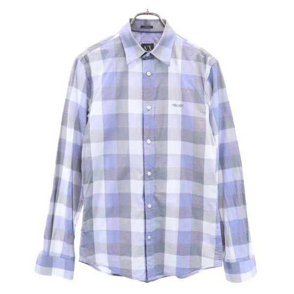 ARMANI EXCHANGE アルマーニエクスチェンジ チェック 長袖 シャツ S ブルー系 メンズ