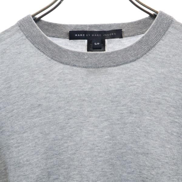 MARC BY MARC JACOBS マークバイマークジェイコブス 長袖 コットン ニット S グレー系 メッシュ切替 セーター レディース