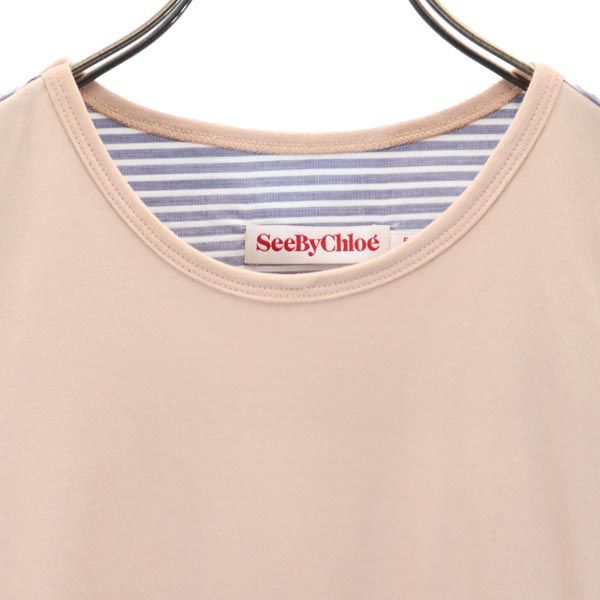 SEE BY CHLOE シーバイクロエ ストライプ柄 長袖 カットソー 34 ピンク×ブルー シャツ ボーダー レディース