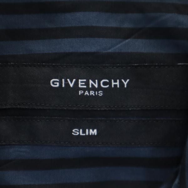 GIVENCHY ジバンシィ ストライプ柄 長袖 シャツ 16 緑系×黒 メンズ
