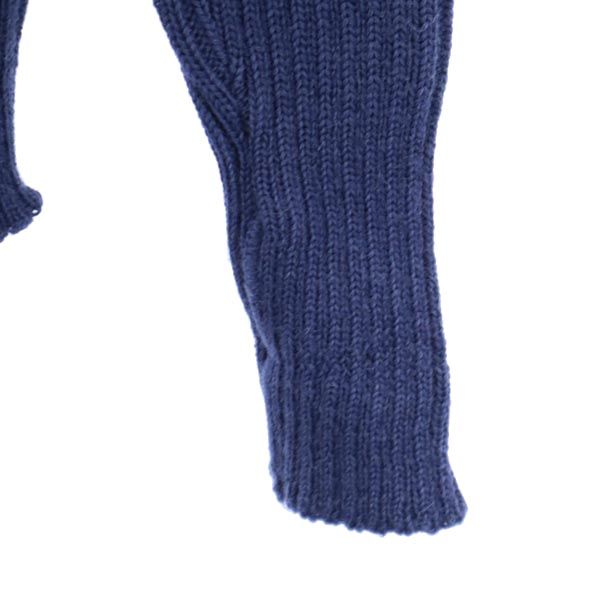 英国製 Vネック 長袖 エルボーパッチ Vネック コマンド ニット 02/83 ネイビー系 セーター レディース