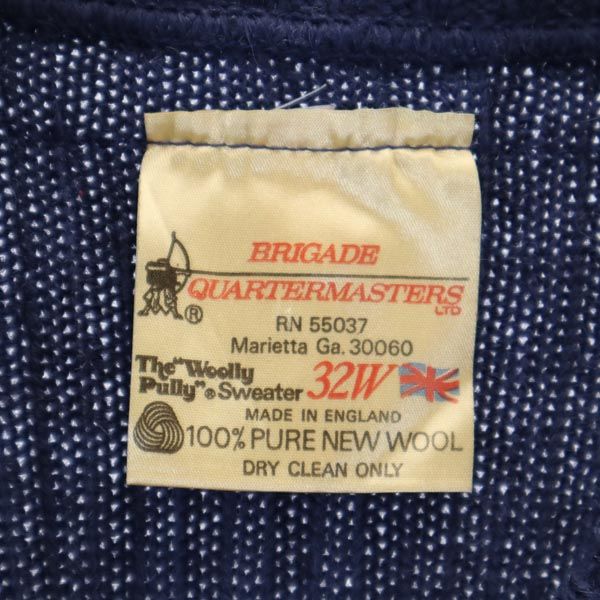 英国製 Vネック 長袖 エルボーパッチ Vネック コマンド ニット 02/83 ネイビー系 セーター レディース