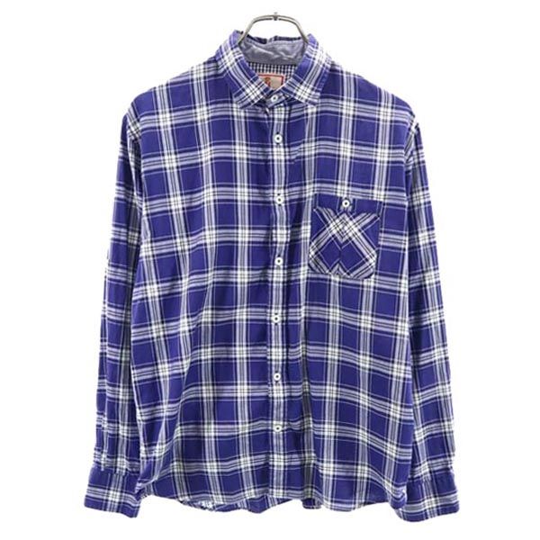 BARACUTA バラクータ 日本製 チェック柄 長袖 2WAY シャツ M 青系 メンズ