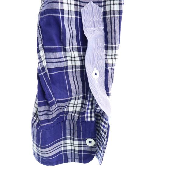 BARACUTA バラクータ 日本製 チェック柄 長袖 2WAY シャツ M 青系 メンズ