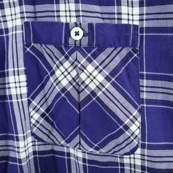 BARACUTA バラクータ 日本製 チェック柄 長袖 2WAY シャツ M 青系 メンズ